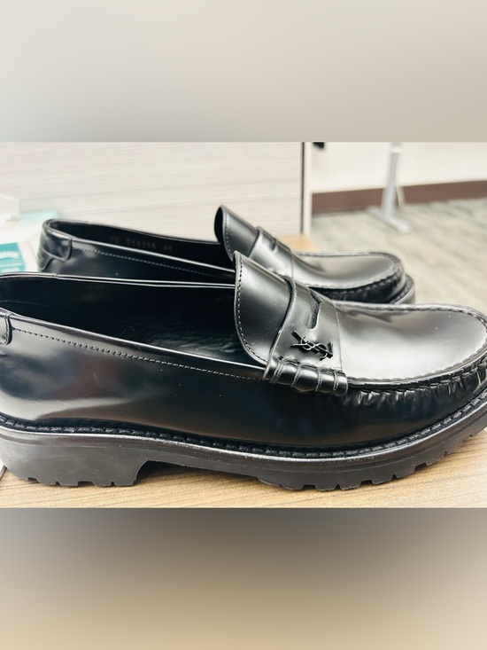 Saint Laurent Shoes - Saint Laurent Black Leather Penny Loafers